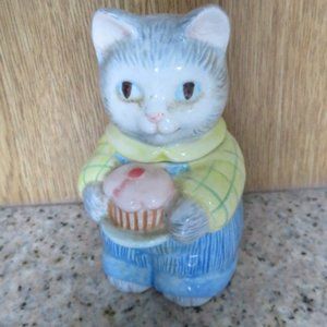 Vintage AVON Sugar Bowl Kitty with Cupcake (F7)